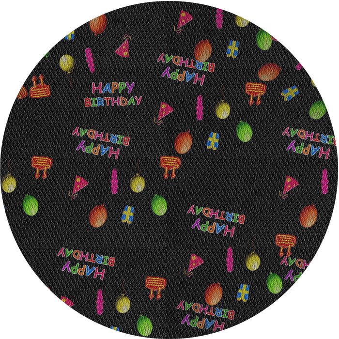 Round Machine Washable Transitional Black Rug, wshpat2922