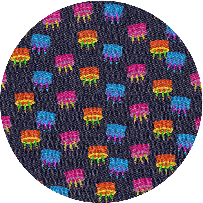 Round Patterned Slate Granite Gray Novelty Rug, pat2923