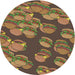 Round Patterned Brown Novelty Rug, pat2924