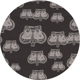 Round Machine Washable Transitional Midnight Gray Rug, wshpat2927