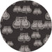 Round Machine Washable Transitional Midnight Gray Rug, wshpat2927