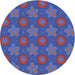 Round Machine Washable Transitional Blue Rug, wshpat2929