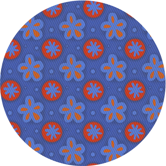 Round Patterned Blue Novelty Rug, pat2929