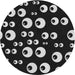 Round Machine Washable Transitional Black Rug, wshpat2931