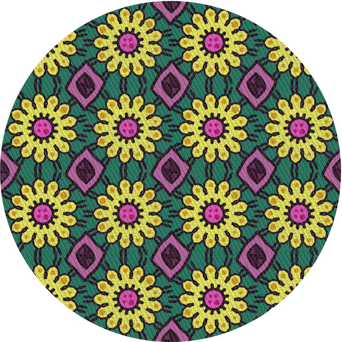 Round Patterned Burgundy Brown Novelty Rug, pat2934