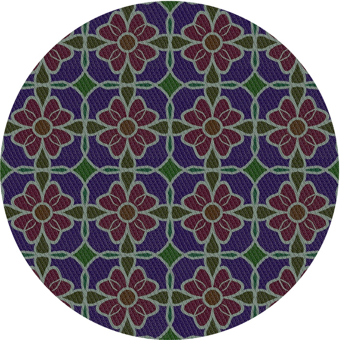 Round Patterned Silver Gray Novelty Rug, pat2936