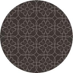 Round Machine Washable Transitional Midnight Gray Rug, wshpat2937