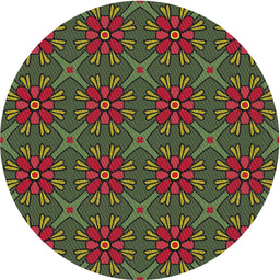 Round Machine Washable Transitional Night Red Rug, wshpat2938