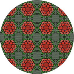 Round Patterned Fern Green Novelty Rug, pat2939