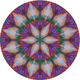 Round Patterned Dark Raspberry Purple Modern Rug, pat2942