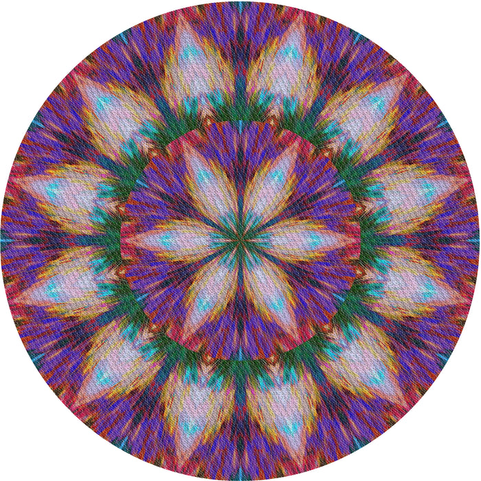 Round Machine Washable Transitional Dark Raspberry Purple Rug, wshpat2942