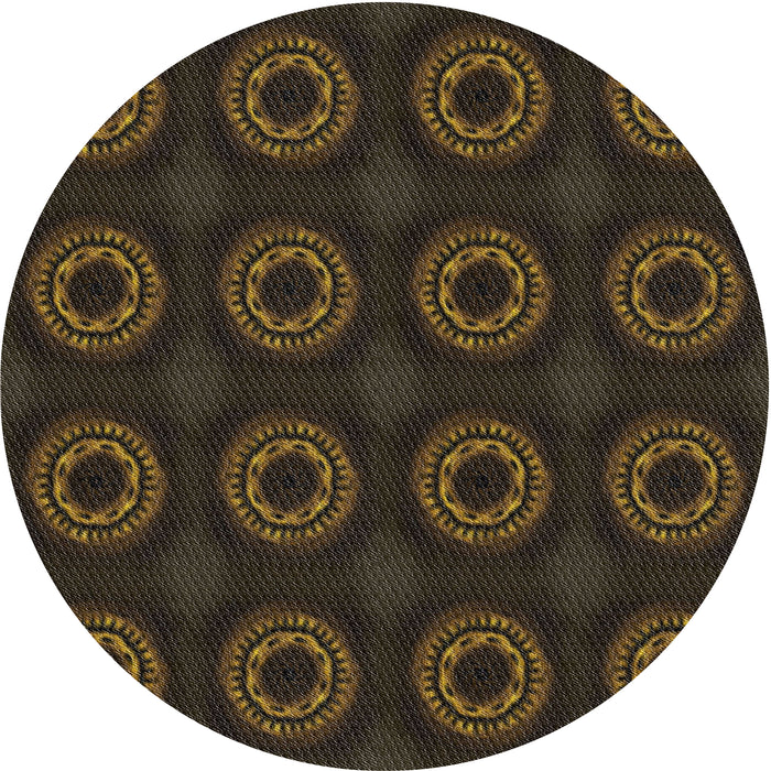 Round Machine Washable Transitional Brown Rug, wshpat2949