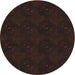 Round Patterned Black Abstract Machine Washable Rug, wshpat2950