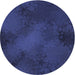 Round Machine Washable Transitional Denim Dark Blue Rug, wshpat2957