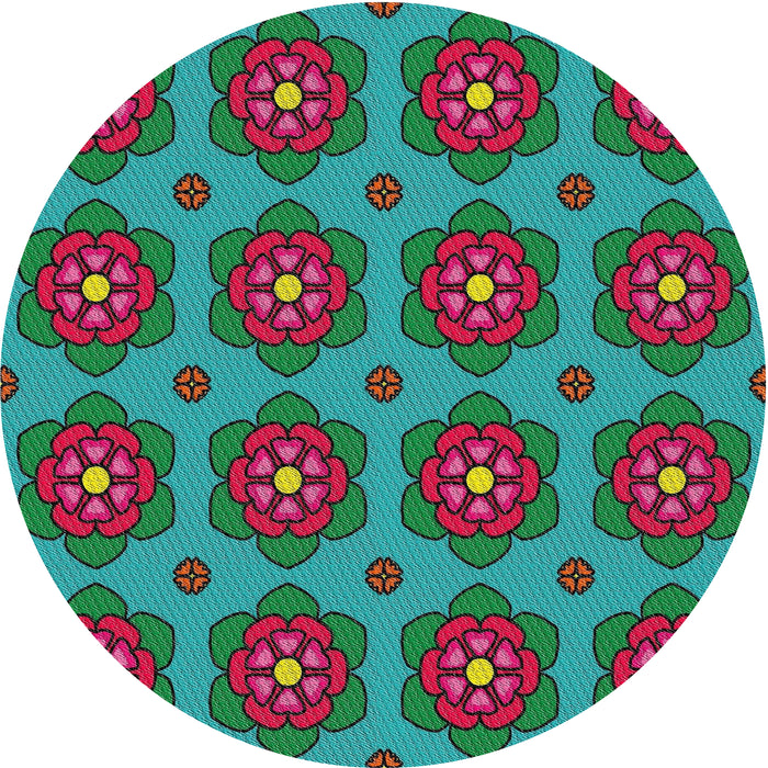 Round Patterned Spring Green Modern Rug, pat2960