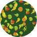 Round Patterned Green Novelty Rug, pat2961