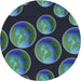 Round Patterned Deep-Sea Blue Novelty Rug, pat2963