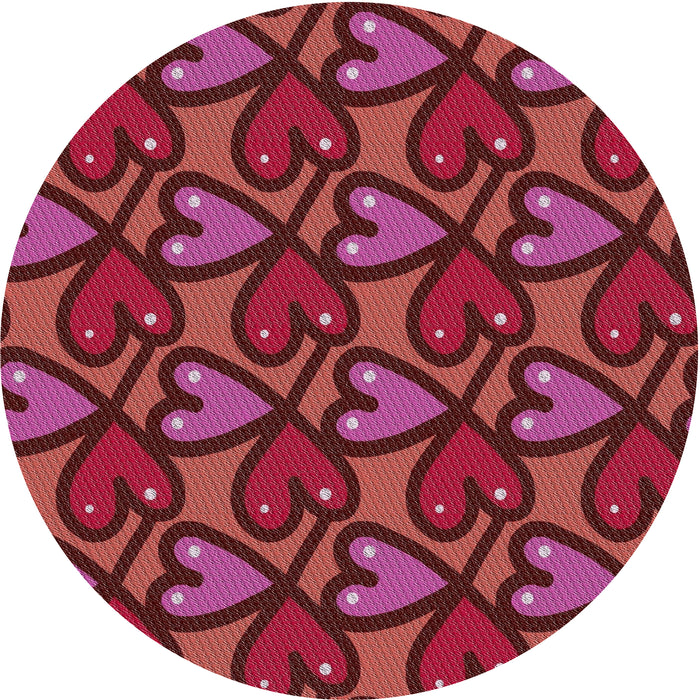 Round Machine Washable Transitional Red Rug, wshpat2968