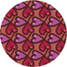 Round Machine Washable Transitional Red Rug, wshpat2968