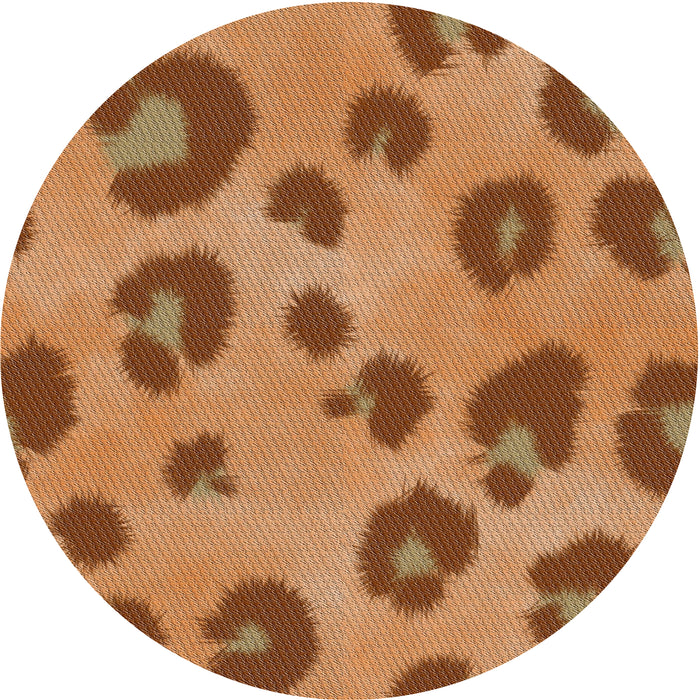 Round Patterned Mahogany Brown Novelty Rug, pat2974