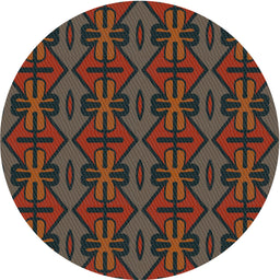 Round Machine Washable Transitional Brown Rug, wshpat2980