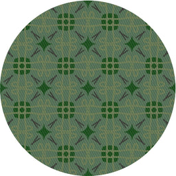 Round Machine Washable Transitional Green Rug, wshpat2984