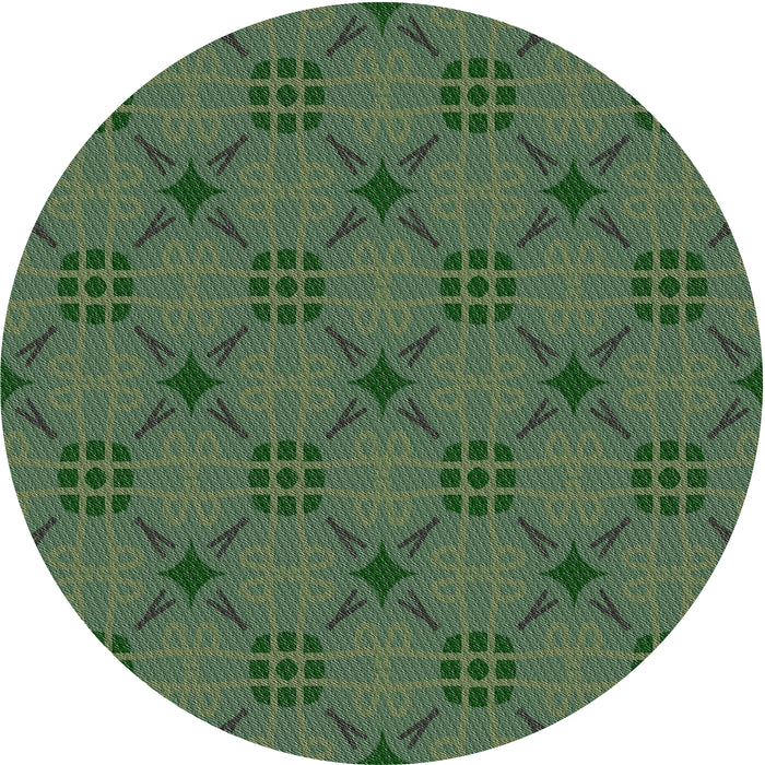Round Patterned Green Novelty Rug, pat2984