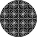 Round Machine Washable Transitional Black Rug, wshpat2985