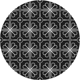 Round Patterned Black Novelty Rug, pat2985