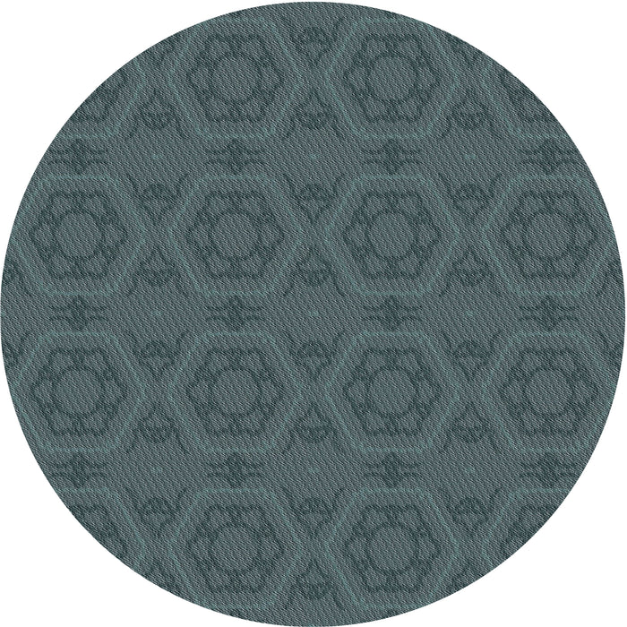Round Machine Washable Transitional Slate Gray Rug, wshpat2986