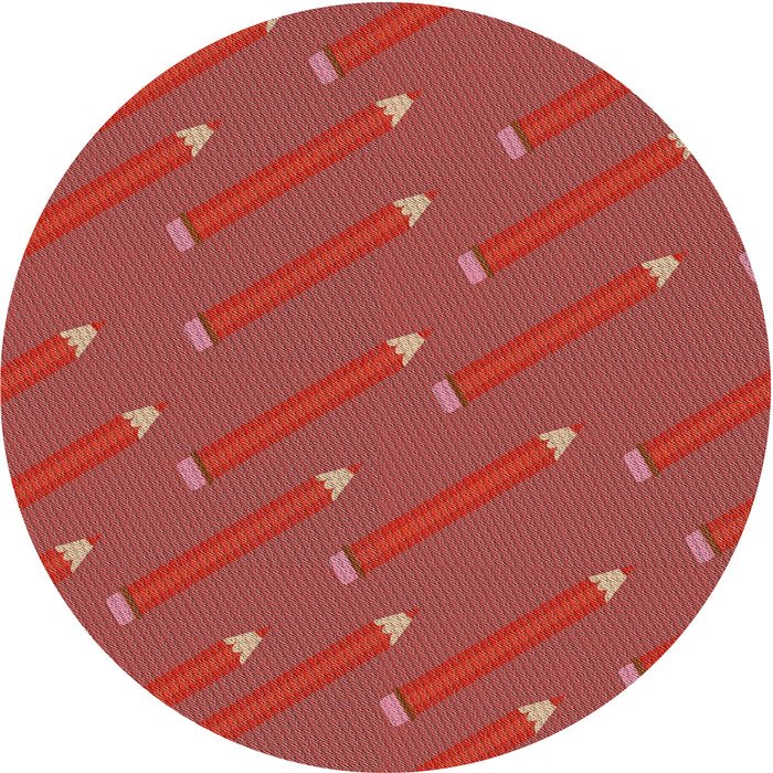 Round Machine Washable Transitional Red Rug, wshpat2987