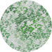 Round Machine Washable Transitional Forest Green Rug, wshpat2989