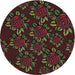 Round Patterned Brown Novelty Rug, pat2991