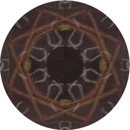 Round Machine Washable Transitional Black Brown Rug, wshpat2996