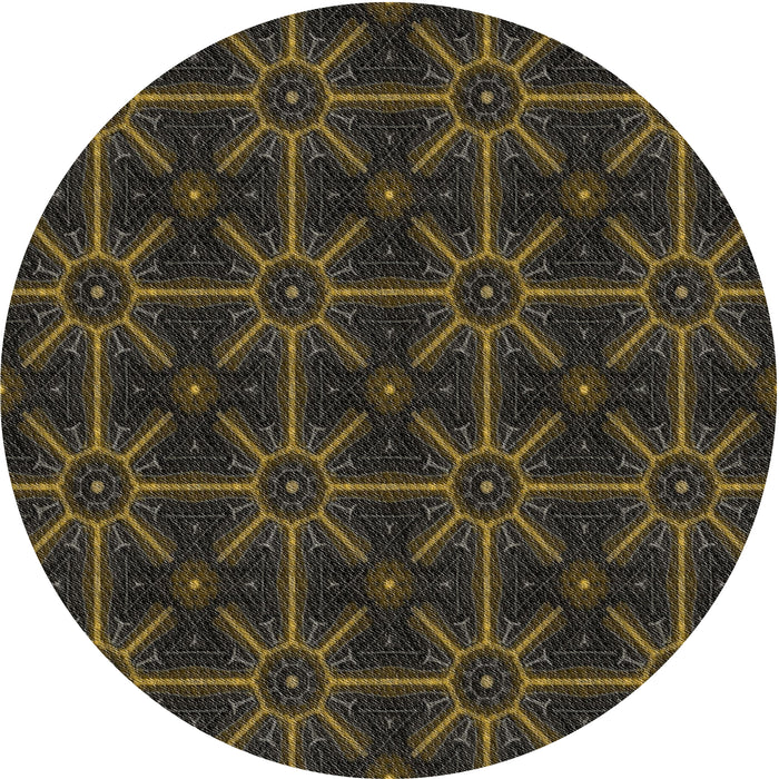 Round Patterned Mid Gray Novelty Rug, pat2997
