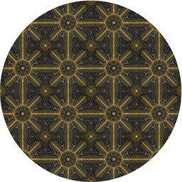 Round Machine Washable Transitional Midnight Gray Rug, wshpat2997