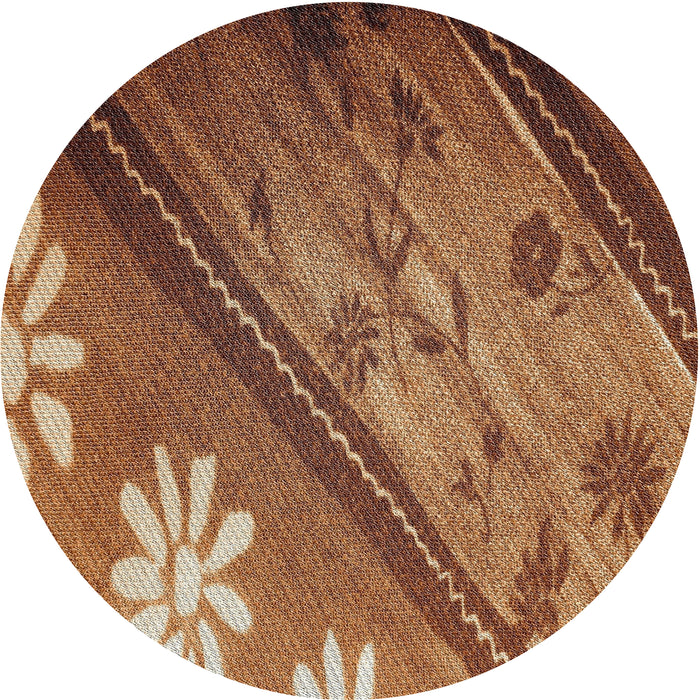 Round Machine Washable Transitional Saffron Red Rug, wshpat299