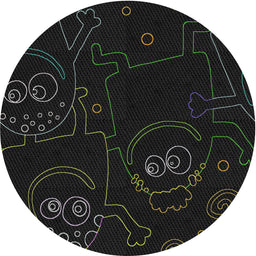 Round Patterned Gray Novelty Rug, pat3002