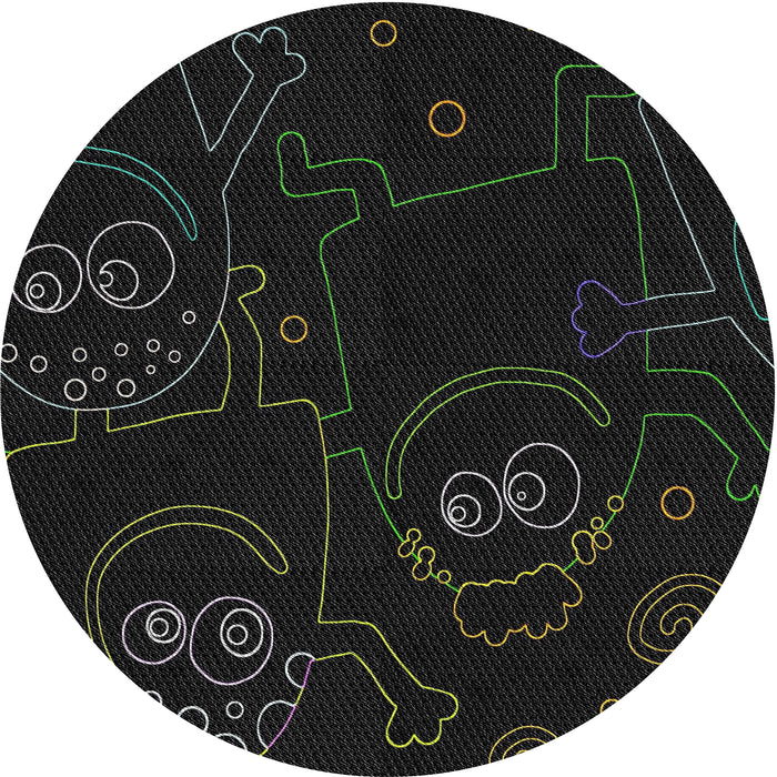 Round Machine Washable Transitional Gray Rug, wshpat3002