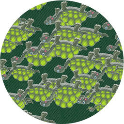 Round Patterned Dark Forest Green Novelty Rug, pat3009