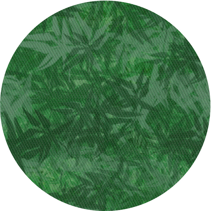 Round Patterned Deep Emerald Green Novelty Rug, pat3011