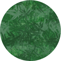 Round Machine Washable Transitional Deep Emerald Green Rug, wshpat3011