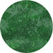 Round Machine Washable Transitional Deep Emerald Green Rug, wshpat3011