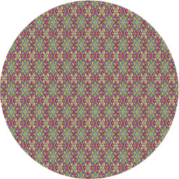 Round Patterned Dark Raspberry Purple Novelty Rug, pat3016