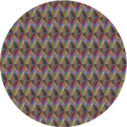 Round Patterned Khaki Green Novelty Rug, pat3017