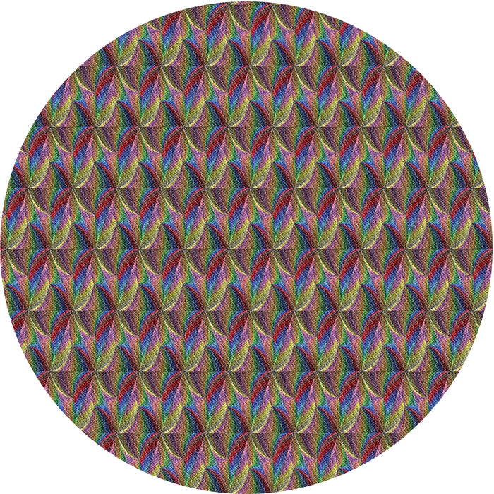 Round Machine Washable Transitional Khaki Green Rug, wshpat3017