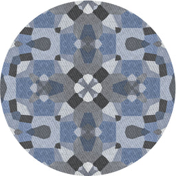 Round Patterned Light Steel Blue Novelty Rug, pat3019