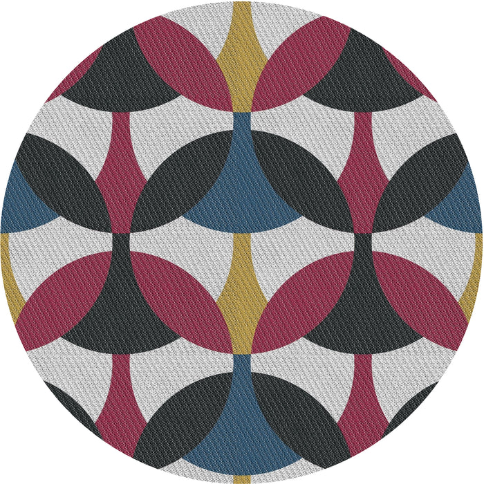 Round Machine Washable Transitional Dark Gray Rug, wshpat3021