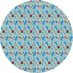 Round Patterned Grayish Turquoise Green Novelty Rug, pat3023