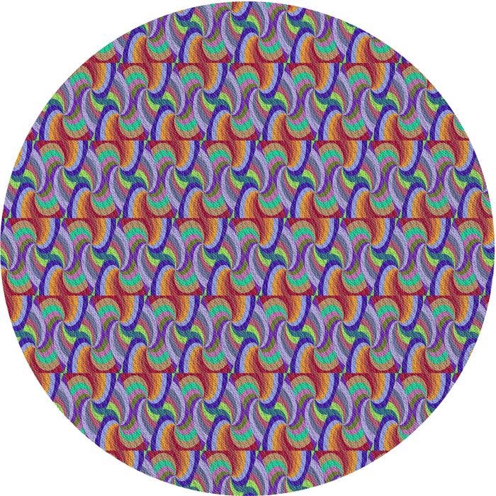 Round Patterned Dark Sea Green Modern Rug, pat3032